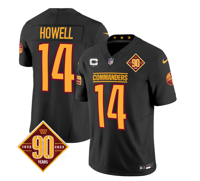 Men's Washington Commanders #14 Sam Howell Black 2023 F.U.S.E. 90th Anniversary Vapor Limited Football Stitched Jersey